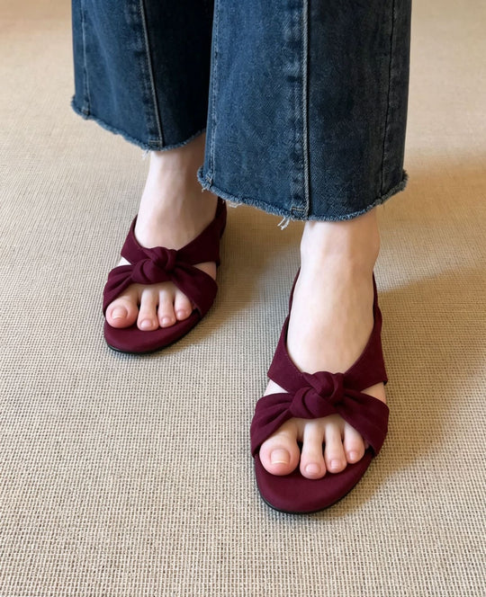 Damen elegante Bogenmuster-Sandalen mit geknotetem Riemendesign Shopnory