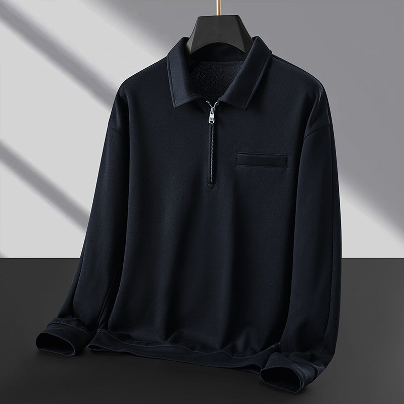 Herren Polo‑Sweatshirt mit halbem Reißverschluss und wärmendem Fleece-Innenfutter Shop Nory