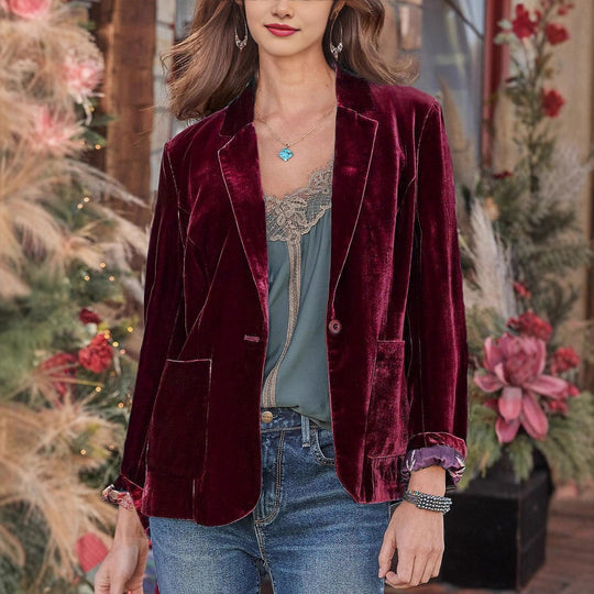Damen Samt-Blazer mit klassischem Revers und soften Fall Shop Nory