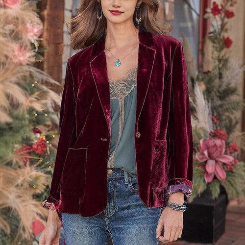 Damen Samt-Blazer mit klassischem Revers und soften Fall Shop Nory