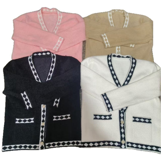 Damen Flauschige Strickjacke mit Dekorativem Muster Shop Nory