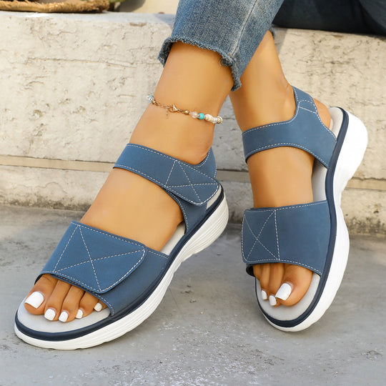 Damen Komfortable Sandalen mit elastischen Klettverschlüssen und Fußbett