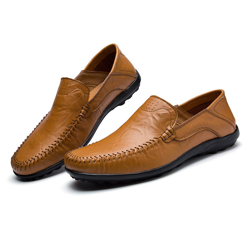 Herren Lederloafer im Mokassin-Stil mit handgenähter Ziernaht, elastischen Seiteneinsätzen und rutschfester Gummilaufsohle Shop Nory