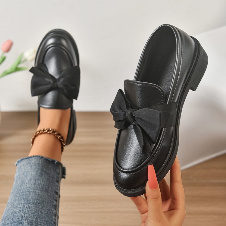 Damen Loafer mit Karo‑Muster und Schleifenapplikation Shop Nory