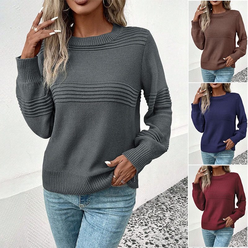 Damen Feinstrick‑Pullover mit horizontaler Rippenpasse und gerippten Bündchen Shop Nory