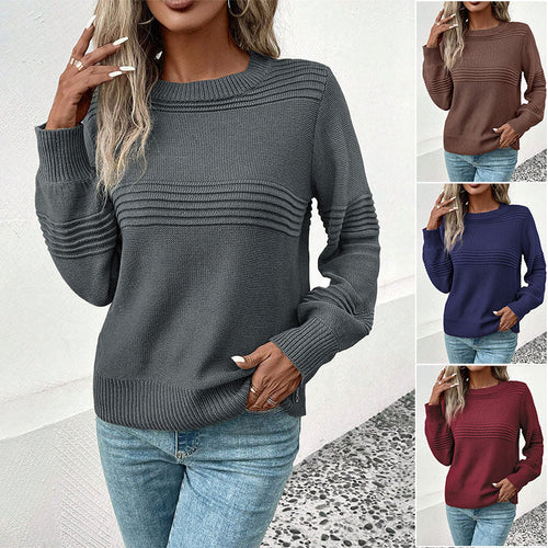 Damen Feinstrick‑Pullover mit horizontaler Rippenpasse und gerippten Bündchen Shop Nory