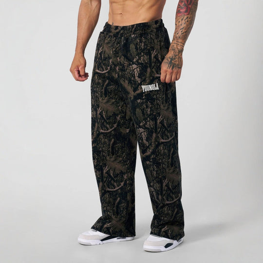 Herren nan weite Camouflage-Jogginghose mit elastischem Komfortbund und Oberschenkel-Logo