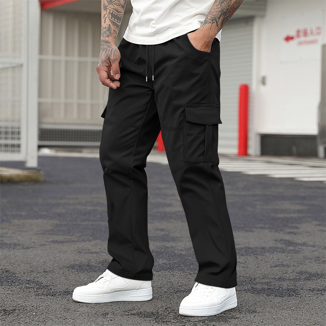 Herren technische Cargo-Freizeithose mit Tunnelzugbund, geradem Bein und aufgesetzten Klappentaschen Shop Nory