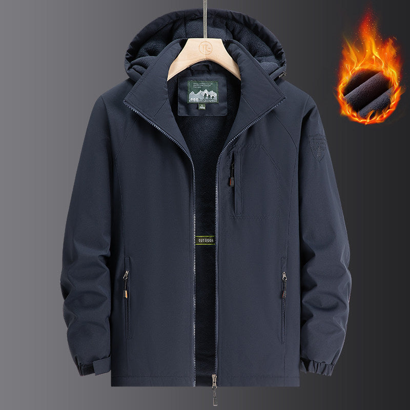 Herren Wetterfeste Softshelljacke mit durchgehendem Fleece-Innenfutter, verstellbarer Kapuze und winddichter Membran Shop Nory