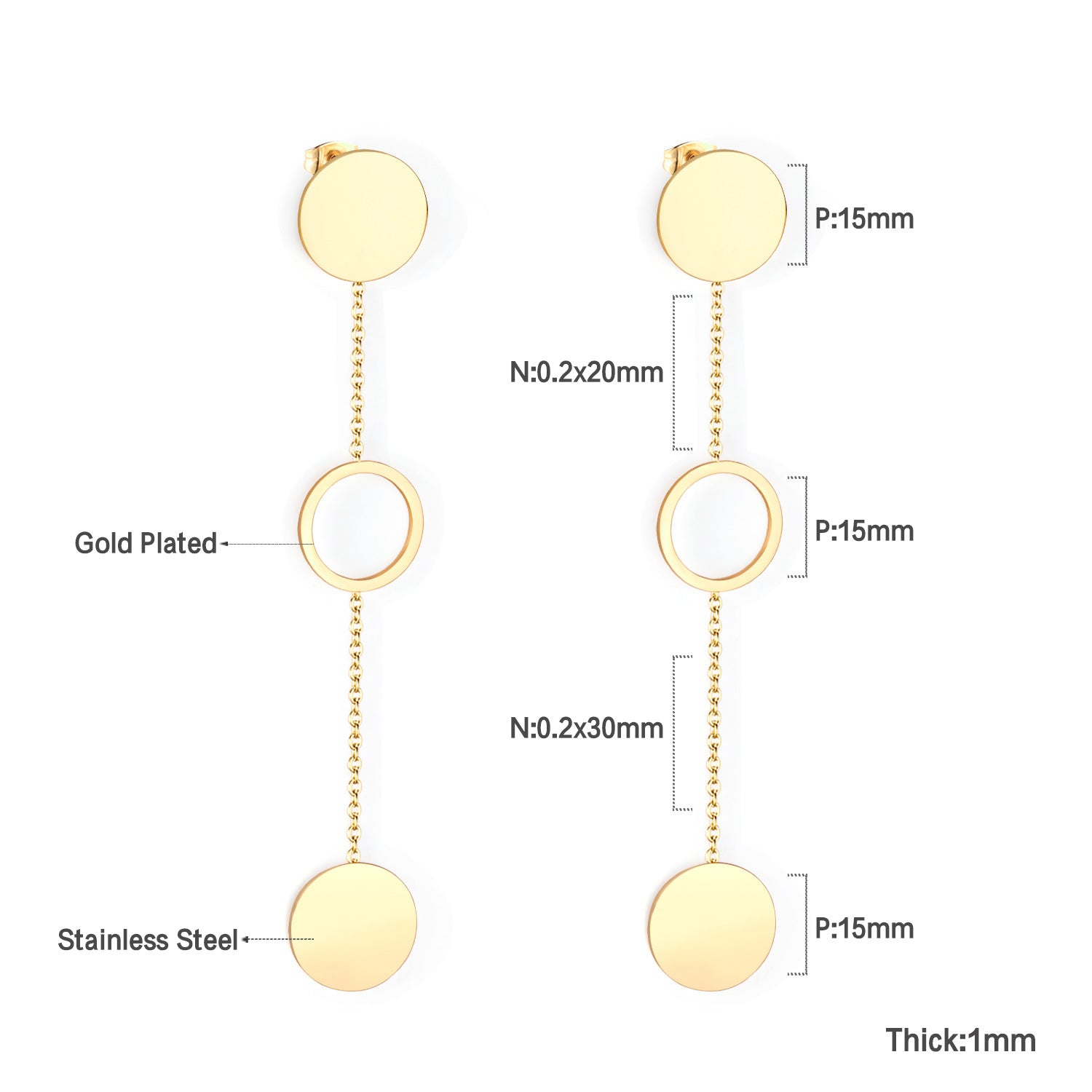 Damen Hängende Ohrstecker mit modernem Ketten-Design und vielseitigem Goldfinish Shop Nory