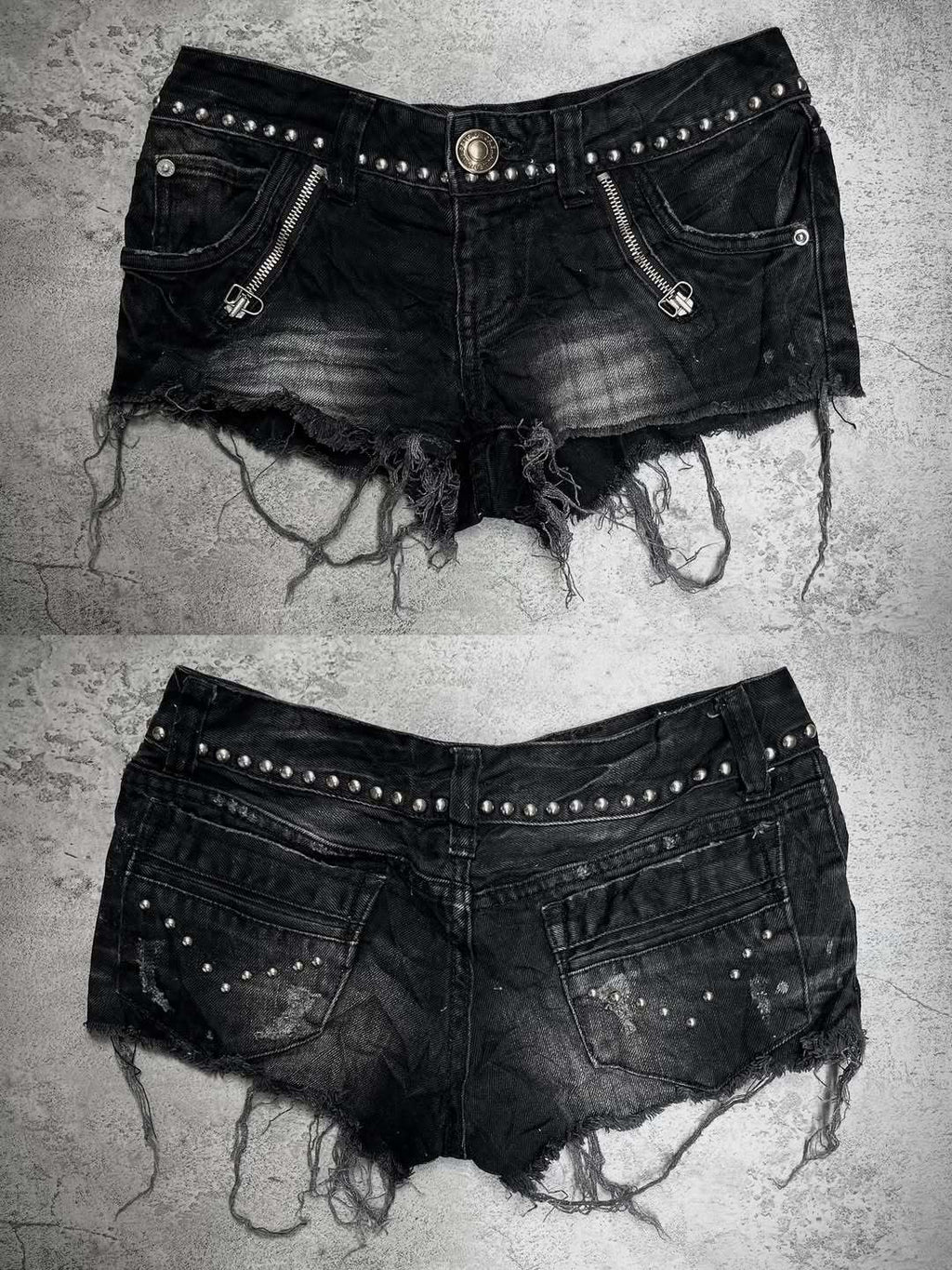 Damen Modische Destroyed Denim-Shorts mit Nieten