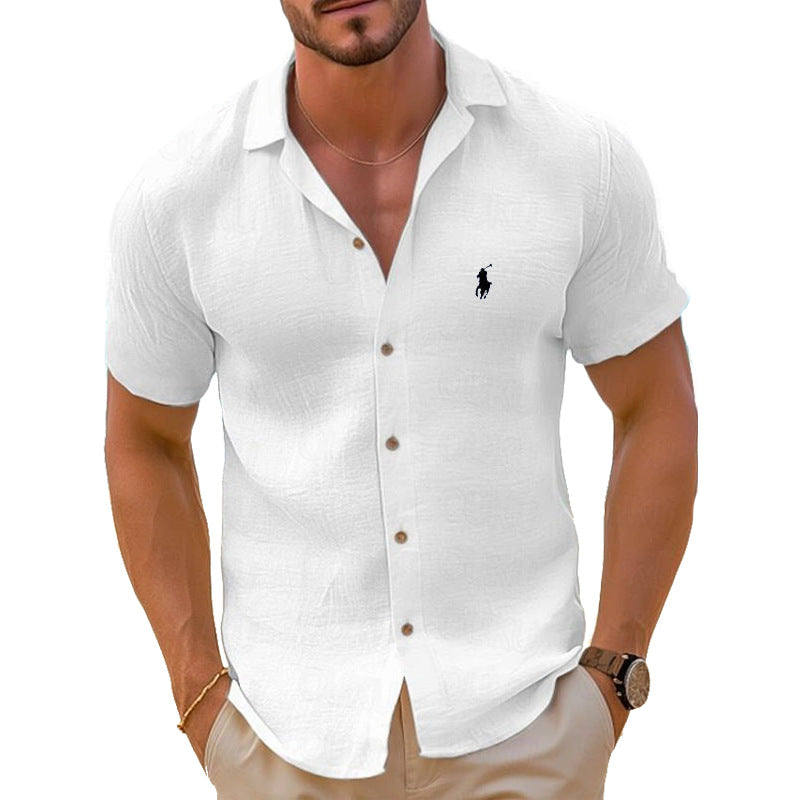 Herren Kurzarmhemd Aus Leichtem Leinenmix ShopNory