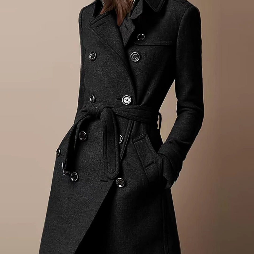 Damen Doppelreihiger Wollmix-Trenchcoat mit Taillengürtel Shop Nory