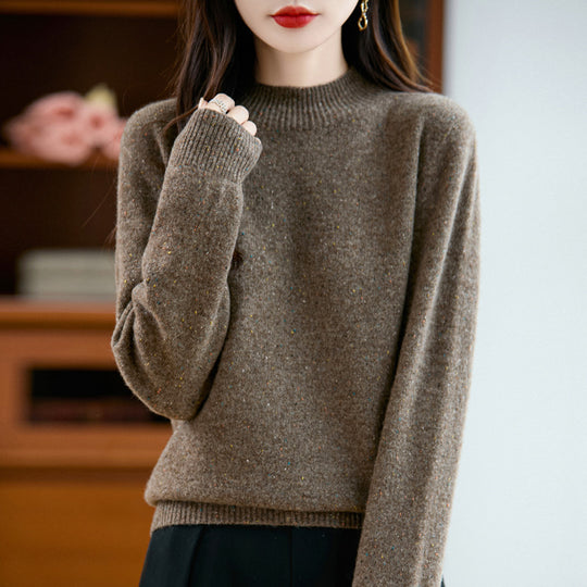 Damen Mélange-Feinstrickpullover mit kurzem Stehkragen und lockerer Silhouette Shop Nory