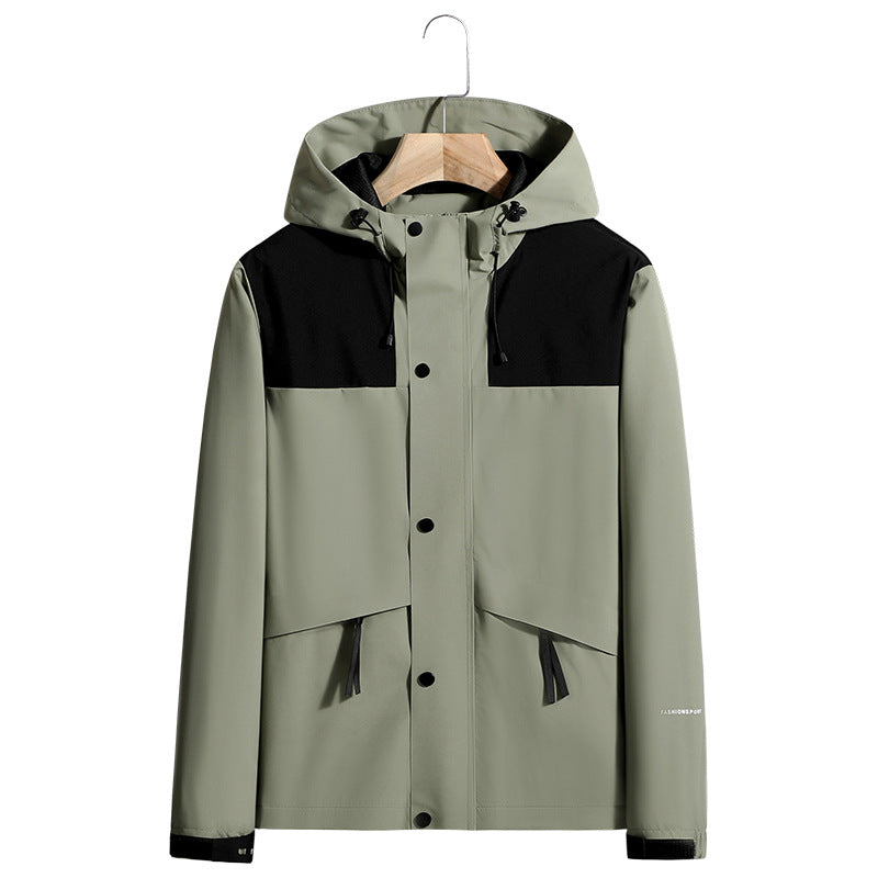 Herren Leichte wasserabweisende Kapuzen-Softshelljacke mit verdeckter Druckknopfleiste und Kordelzug Shop Nory