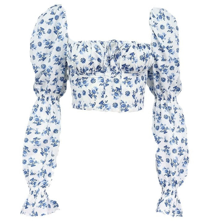 Damen GShop Norylümtes Cropped-Top mit Schnürung, Puffärmeln und taillierter Korsagen-Optik Shop Nory