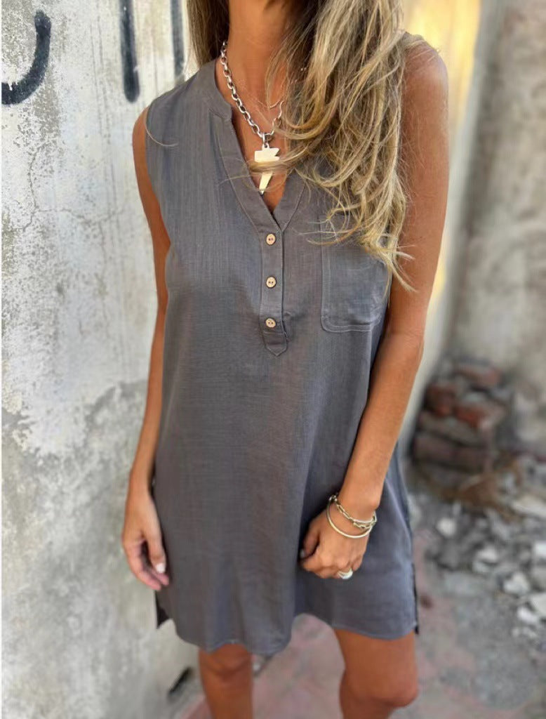 Damen Lässiges Viskose Sommerkleid mit Knopfdetails Shopnory