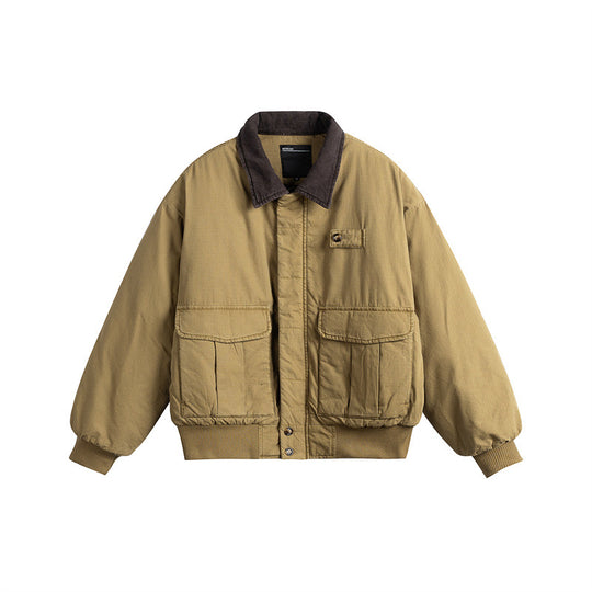 Herren Kurz geschnittene Utility-Blousonjacke mit Kordkragen und aufgesetzten Pattentaschen Shop Nory