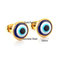 Damen Ohrstecker aus goldplattiertem Edelstahl mit farbenfrohem Augendesign Shop Nory