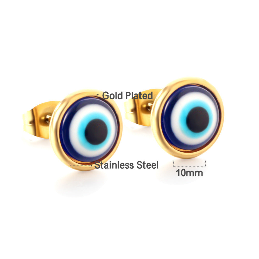 Damen Ohrstecker aus goldplattiertem Edelstahl mit farbenfrohem Augendesign Shop Nory