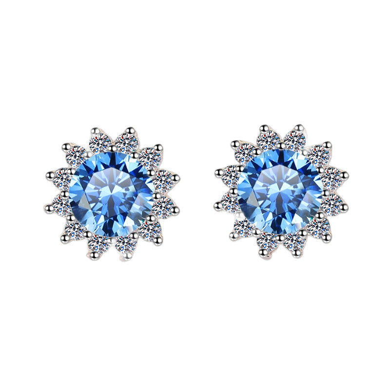 Damen Ohrringe mit strahlenden Zirkonia in floraler Form Shop Nory