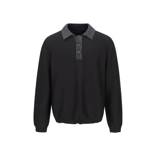 Herren Feinstrick-Polo-Pullover mit Strukturkragen und Knopfleiste Shop Nory