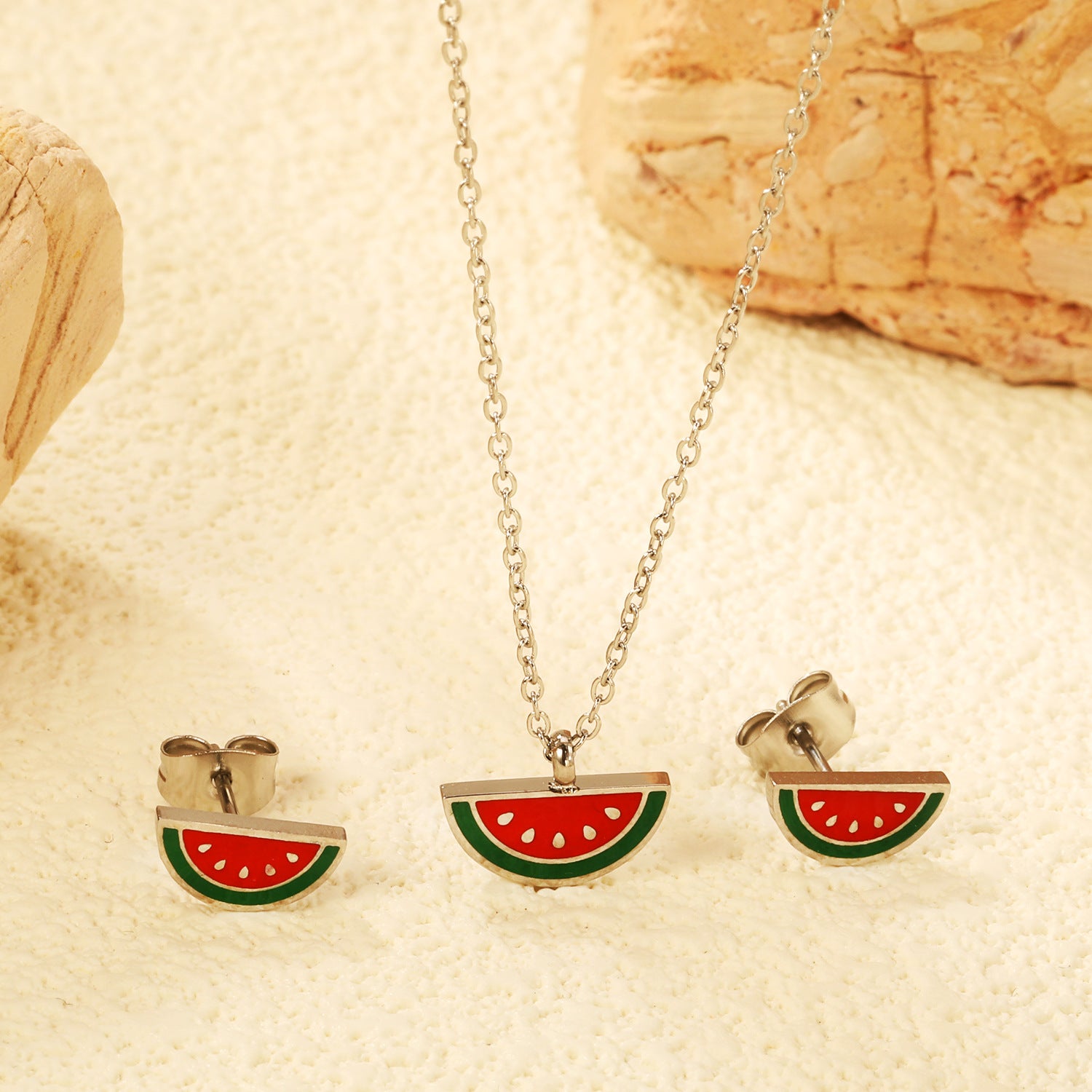 Damen Schmuckset mit Wassermelonen-Anhängermotiv Shop Nory