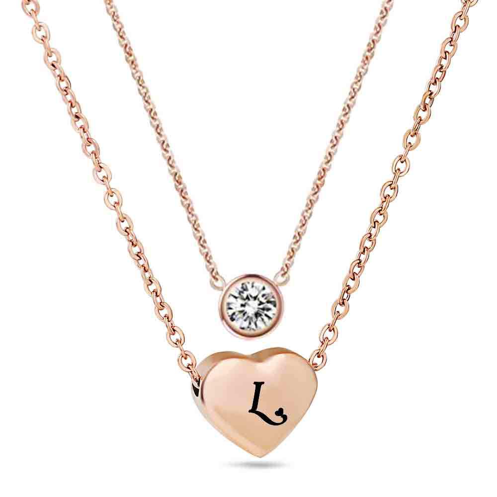 Damen Halskette mit personalisiertem Herzanhänger und funkelndem Zirkonia Shop Nory
