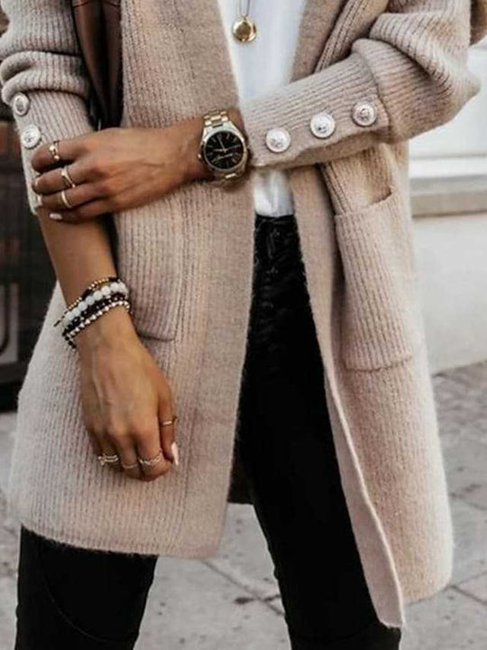 Damen Elegante Strickjacke mit Knopfdetails und praktischen Taschen