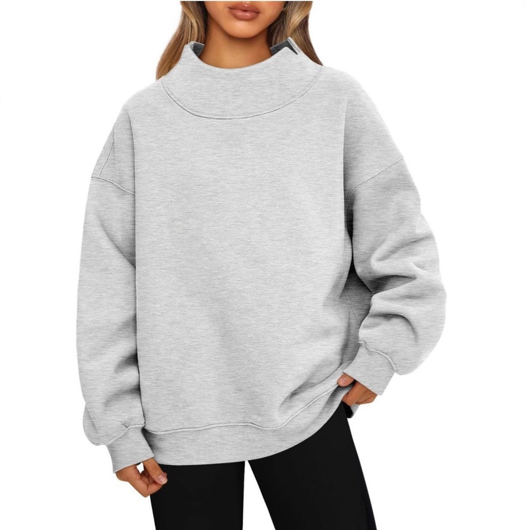 Damen Oversized-Sweatshirt mit hohem Stehkragen und überschnittener Schulter Shop Nory