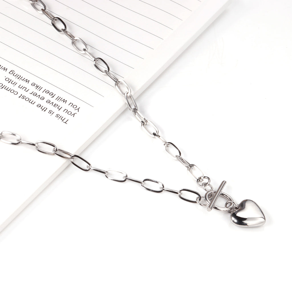 Damen Halskette mit goldplattiertem Herzanhänger und verstellbarem Kettendesign Shop Nory
