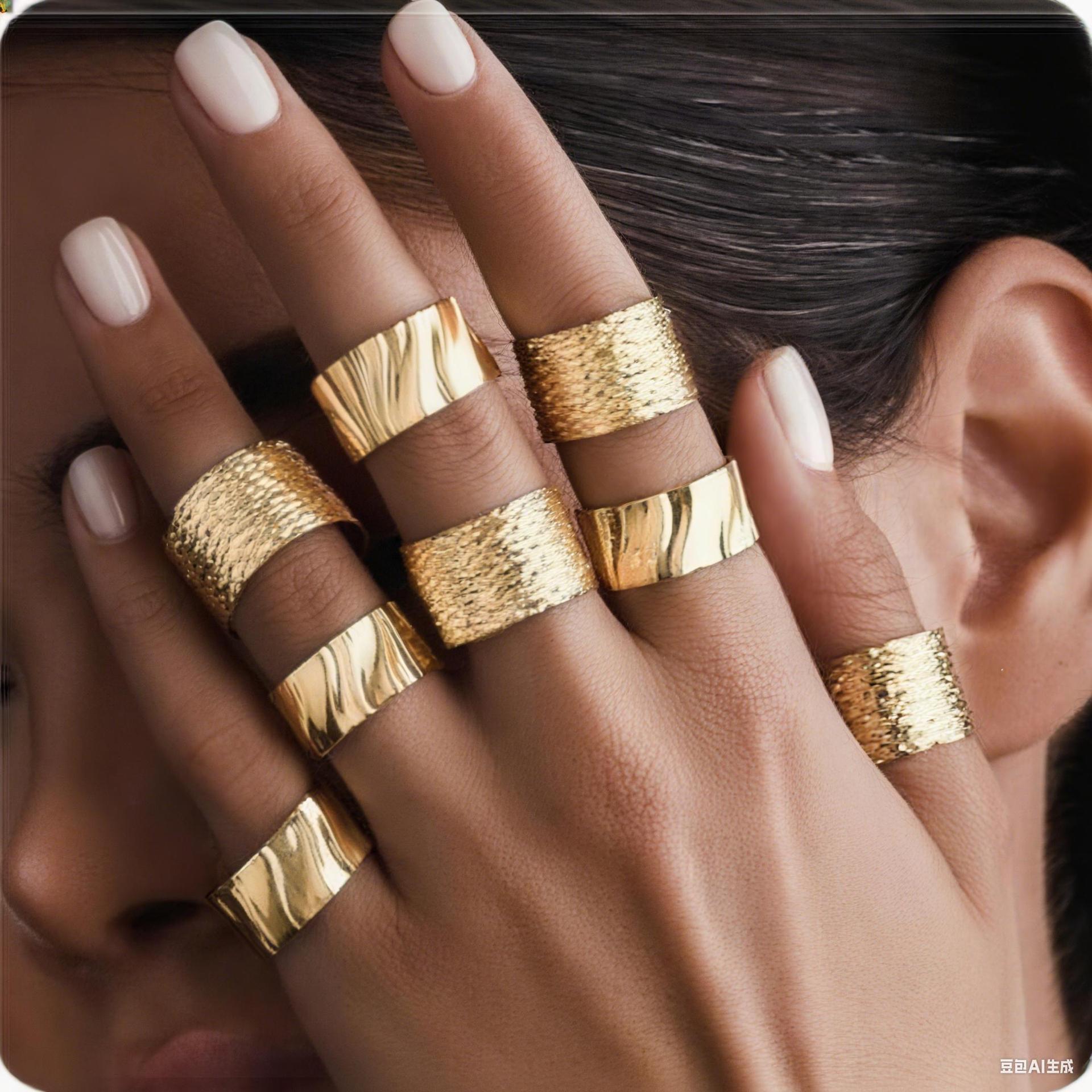 Damen Ring-Set mit strukturiertem Design und glänzenden Oberflächen Shop Nory