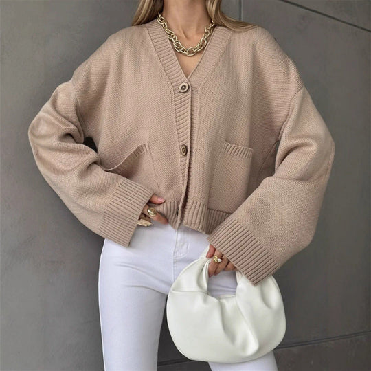Damen Grobstrukturierter Cardigan mit praktischen Taschen Shopnory