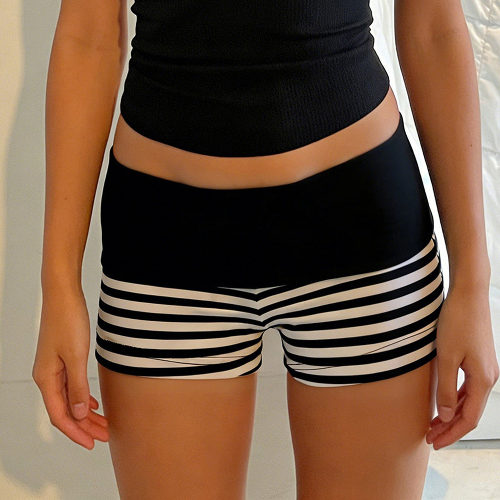 Damen Sportliche Shorts mit breitem elastischem Bund und modernem Streifenmuster