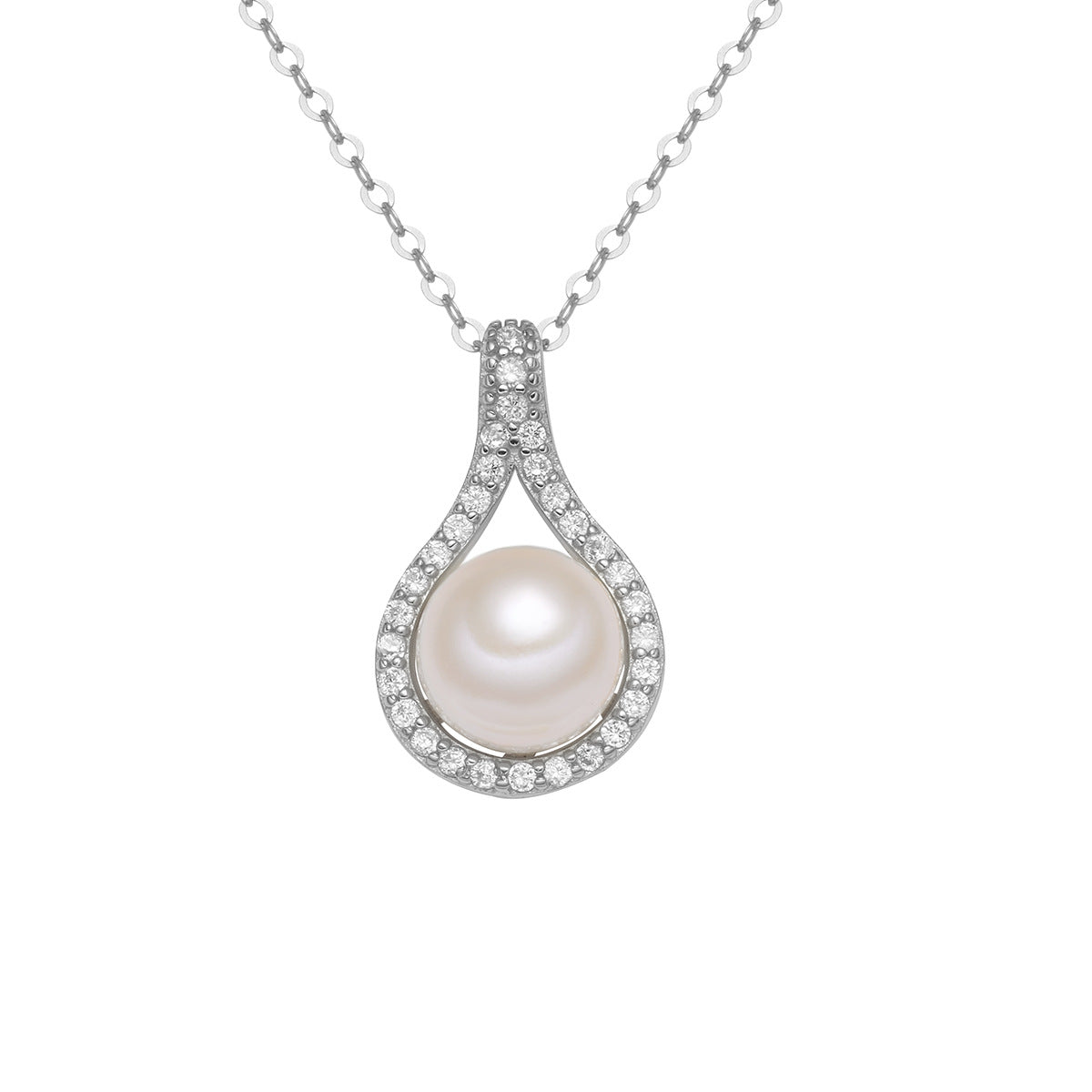 Damen elegante Halskette mit tropfenförmigem Perlenschmuck und funkelnden Kristallverzierungen Shop Nory