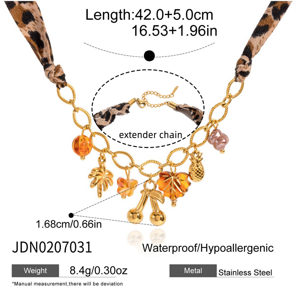 Damen Halskette mit bunten floral-motivierten Anhängern und hochwertiger Edelstahlverarbeitung Shop Nory