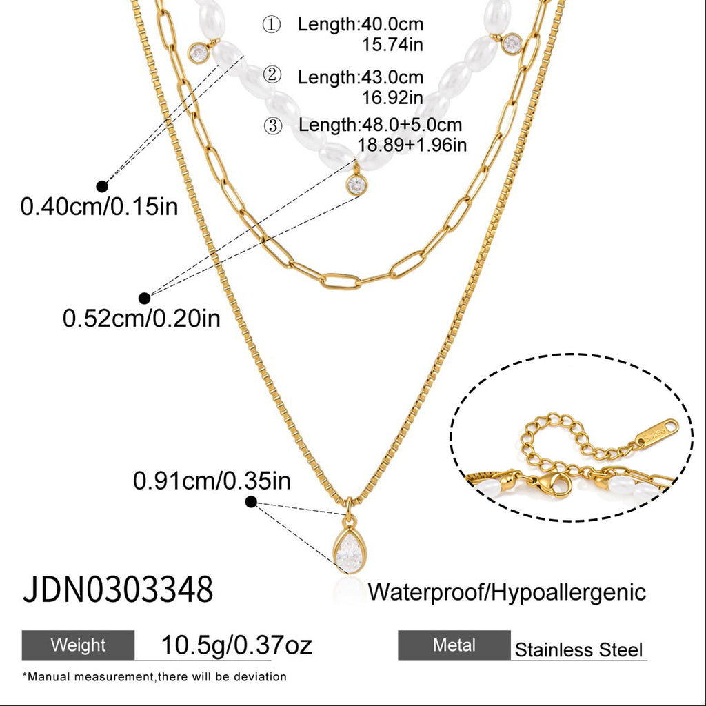 Damen Halskette mit mehrlagigem Design aus hypoallergenem Edelstahl und stilvollem Zirkonia-Anhänger Shop Nory