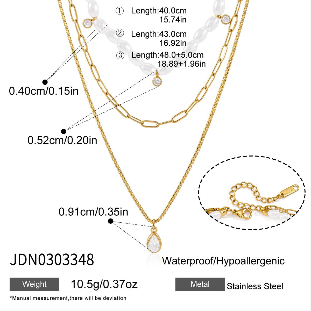 Damen Halskette mit mehrlagigem Design aus hypoallergenem Edelstahl und stilvollem Zirkonia-Anhänger Shop Nory