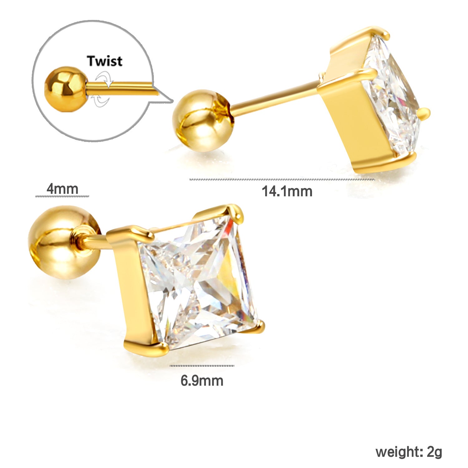 Damen Ohrstecker mit funkelndem Herzdesign und eleganter Goldbeschichtung Shop Nory