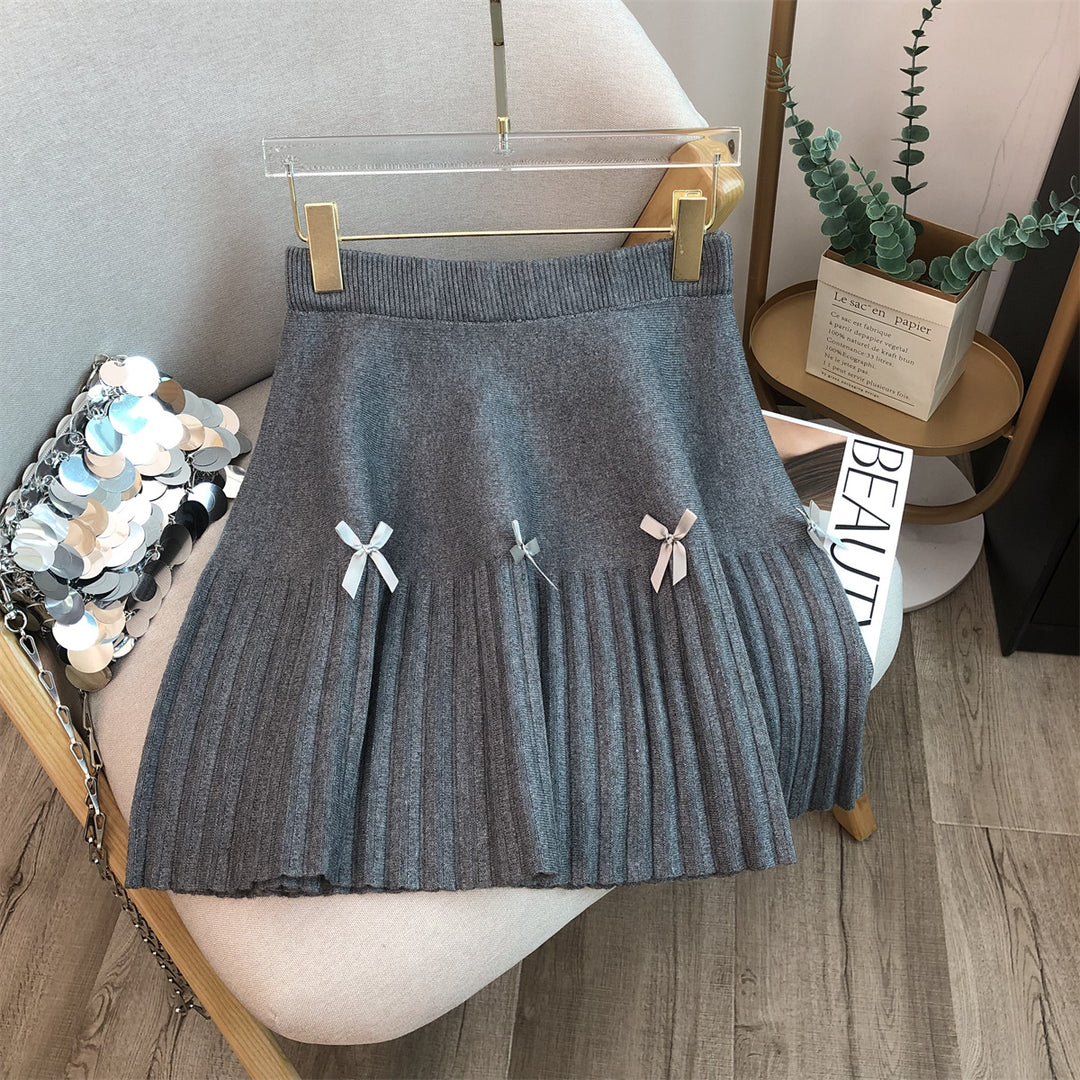 Damen Plissierter Rock mit dekorativen Schleifen Shop Nory