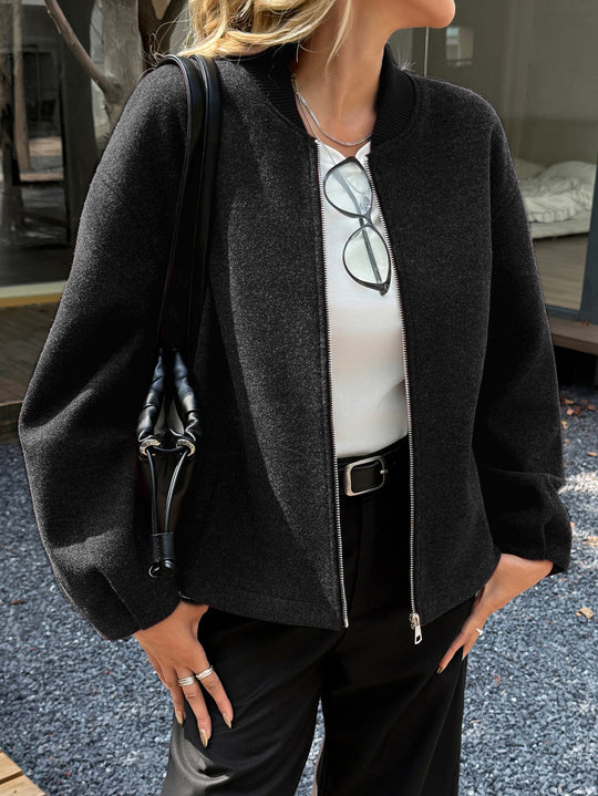 Damen nan leichte Fleece‑Bomberjacke mit Stehkragen, zweiseitigem Reißverschluss und lässiger Oversize‑Passform Shop Nory