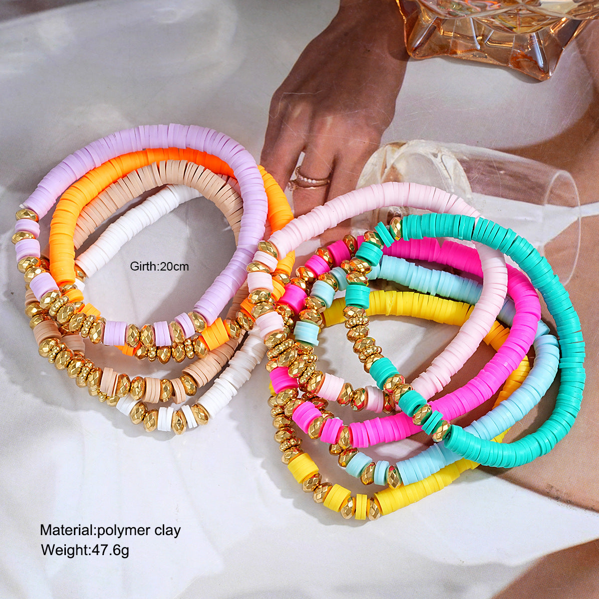 Damen Armband-Set mit bunten Perlen und goldenen Akzenten Shop Nory