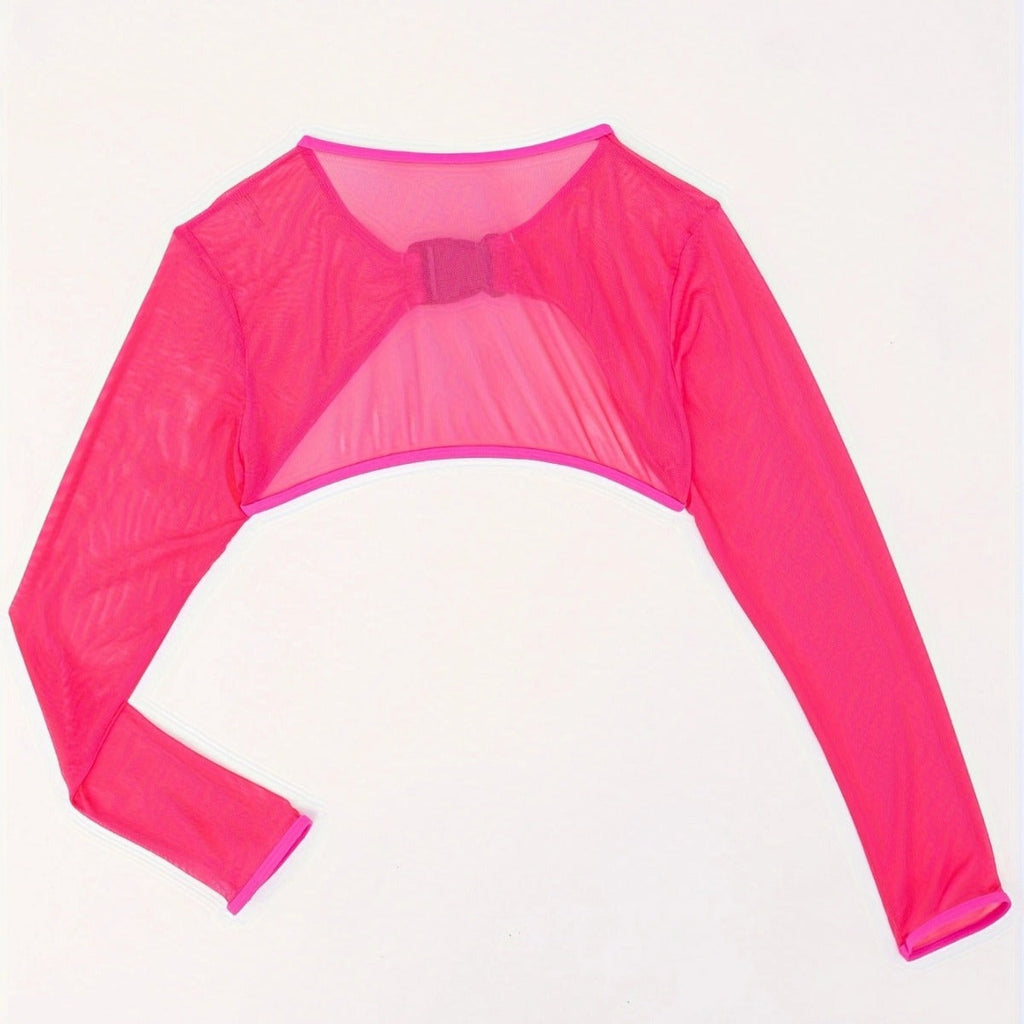 Damen Modischer Mesh-Oberteil mit langer Arm