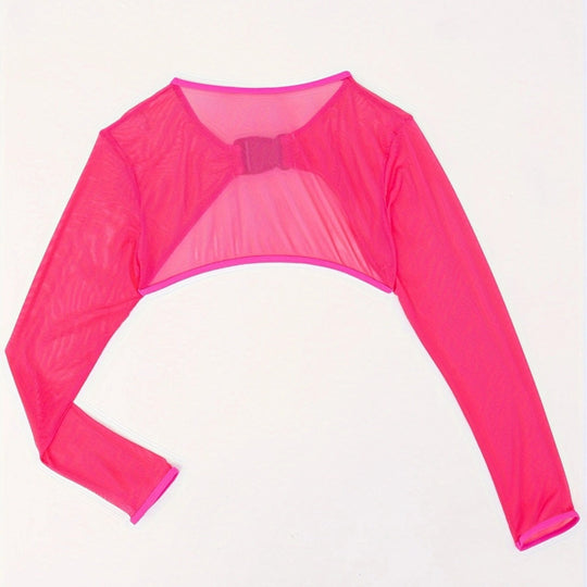 Damen Modischer Mesh-Oberteil mit langer Arm