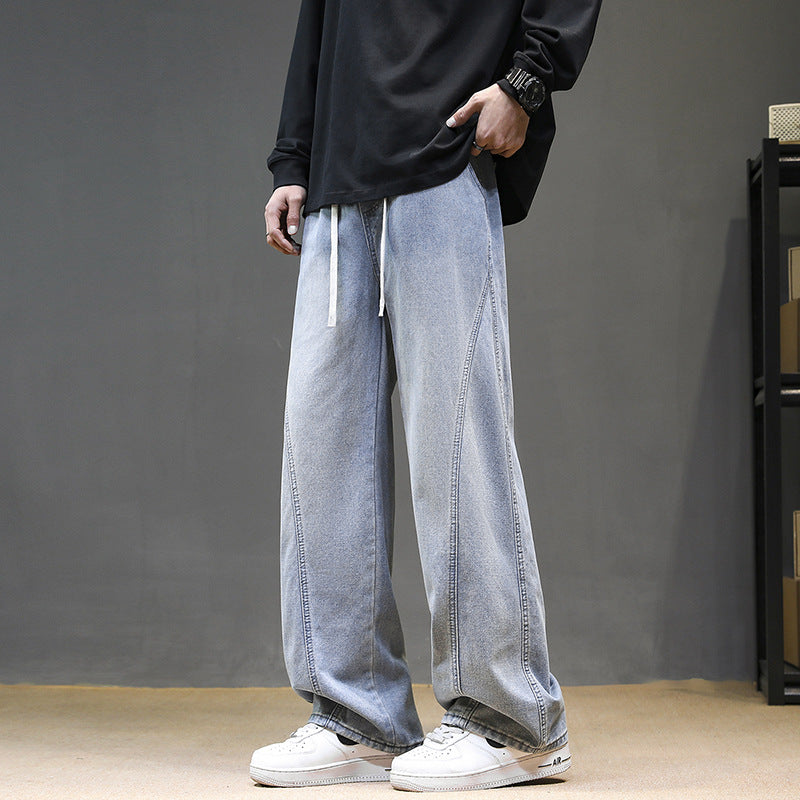 Herren Weitgeschnittene Jeanshose mit elastischem Bund und modernem Design