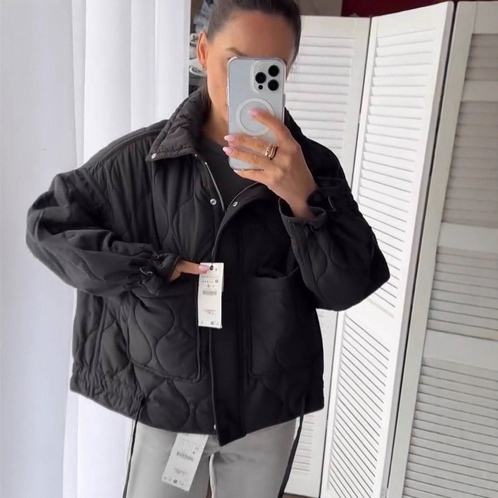 Damen Kurz geschnittene gesteppte Wattierte Jacke mit Stehkragen Shop Nory