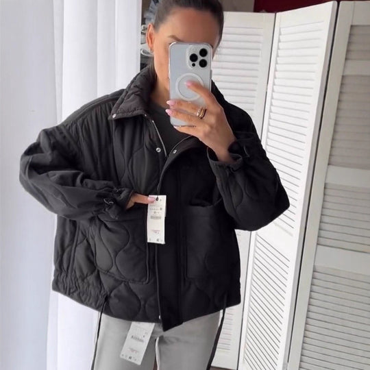 Damen Kurz geschnittene gesteppte Wattierte Jacke mit Stehkragen Shop Nory