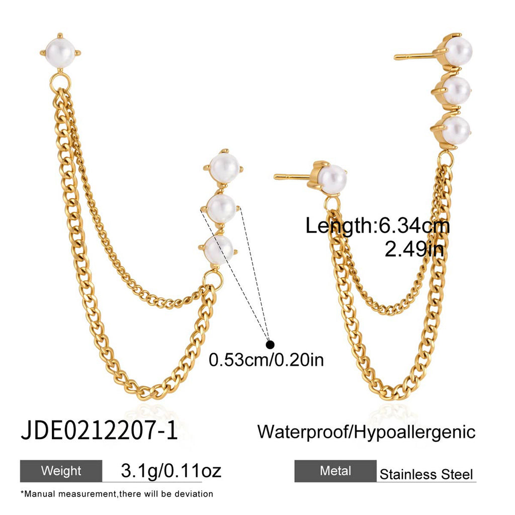 Damen Ohrhänger mit Perlenschmuck und elegantem Kettendesign Shop Nory