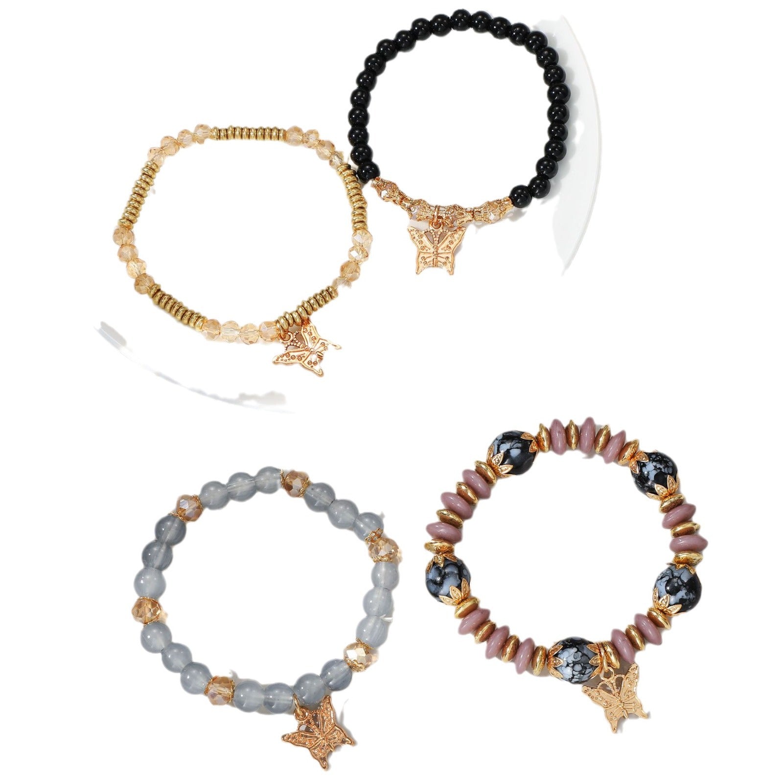 Damen Armband-Set mit filigranen Schmetterlingsanhängern und funkelnden Akzenten Shop Nory