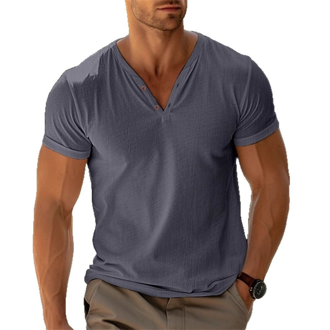 Herren lässiges Henley-T-Shirt mit Knopfleiste und atmungsaktivem Stoff ShopNory